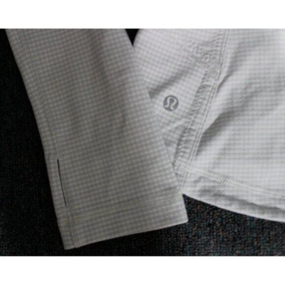 Lululemon Forme Full Zip Jacket Gingham Plaid Dune White Size 8 Activewear - Picture 10 of 16